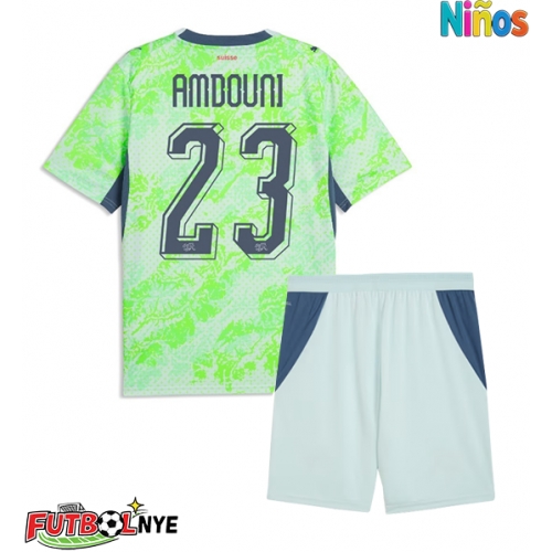 Camiseta Suiza Zeki Amdouni #23 Visitante Equipación para niños Mundial 2026 manga corta (+ pantalones cortos)